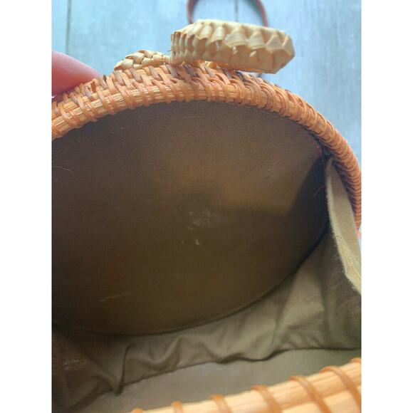 Los Angeles Boutique Round Straw Shoulder Bag Purse Crossbody Beach Handbag - Picture 8 of 9